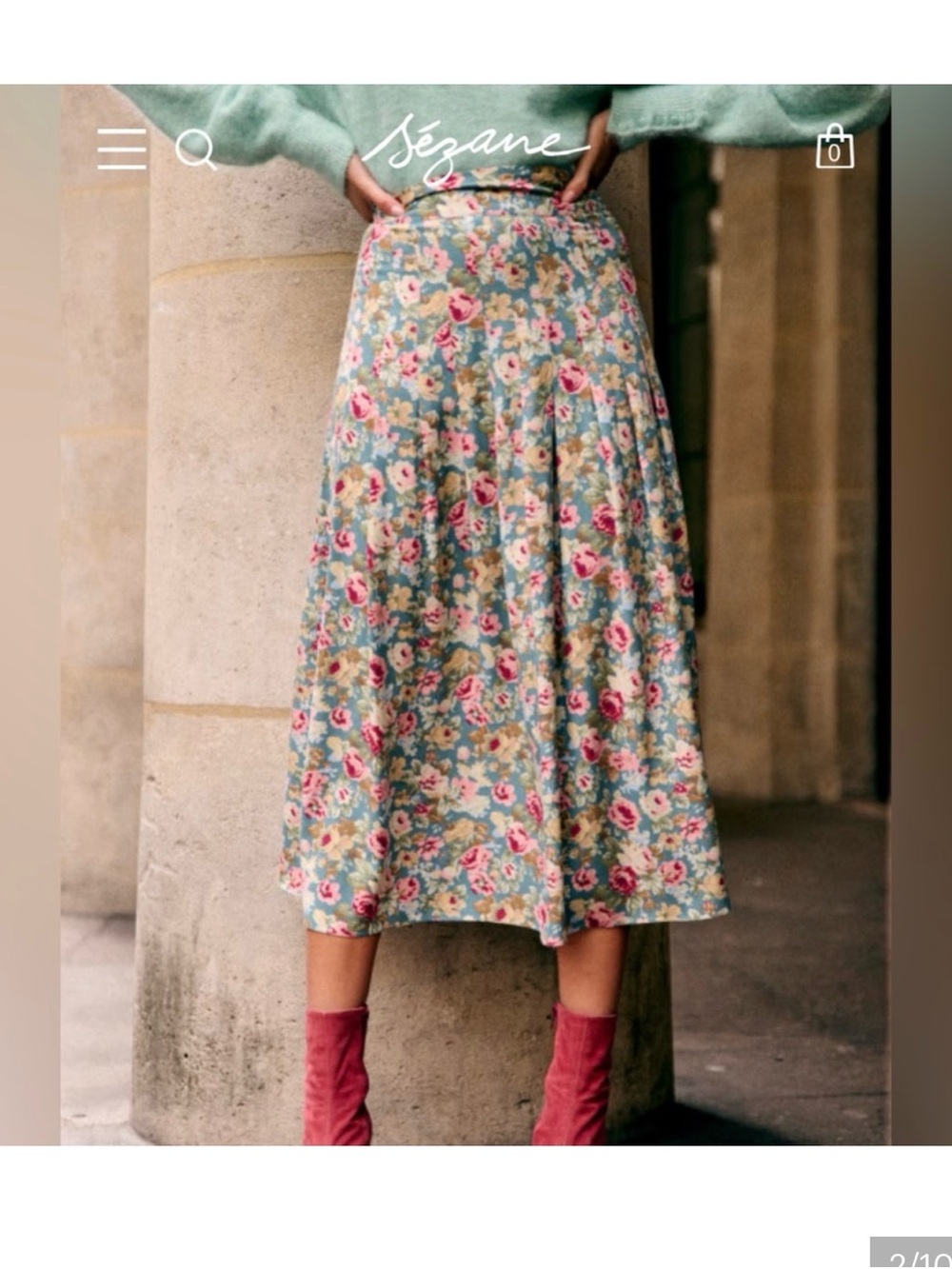 Sezane jade midi skirt 36 4